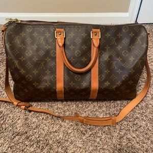 Auth Louis Vuitton Monogram Logo Keepall Bandouliere 45 Boston Speedy Bag strap